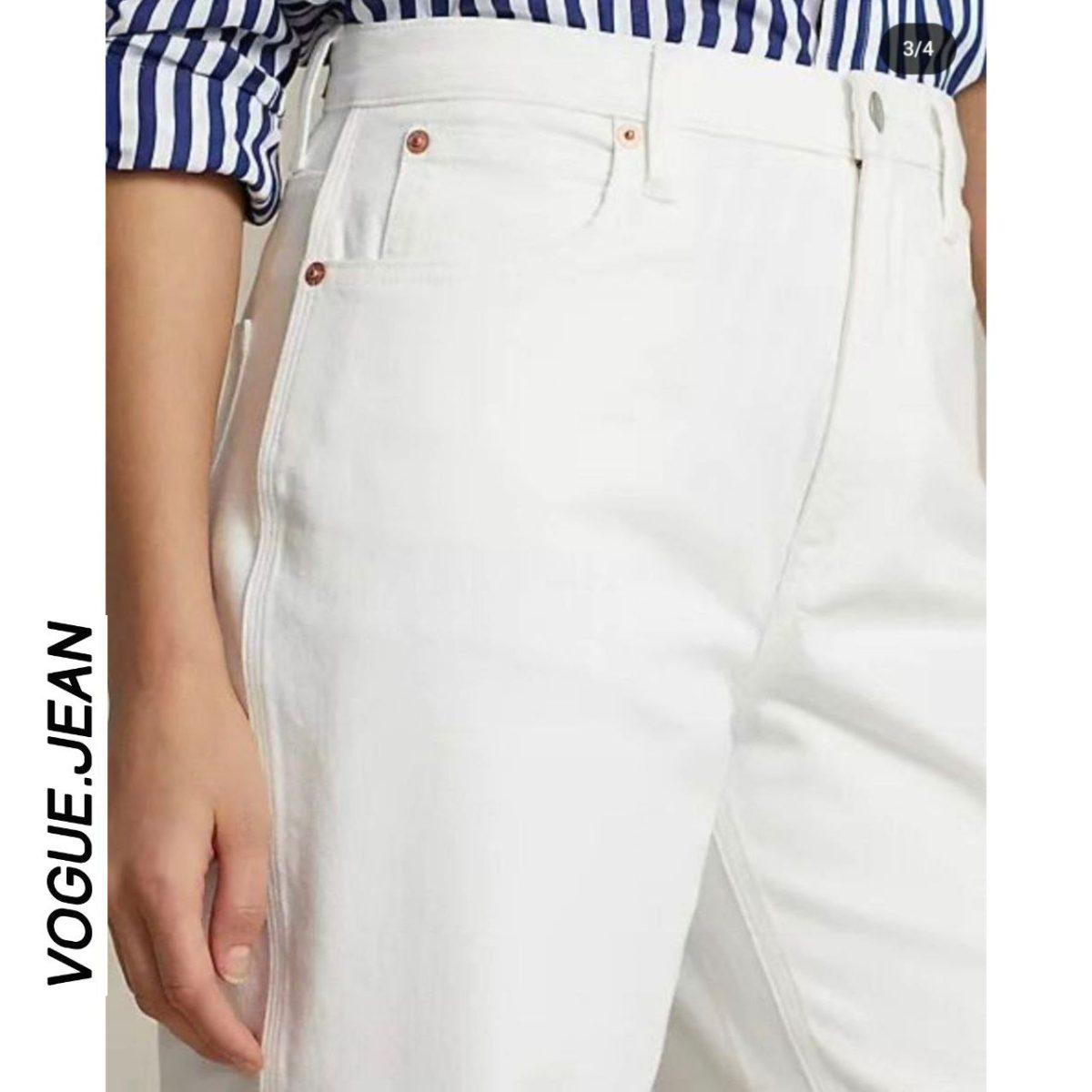 شلوار جین مام فیت سفید - Image 2