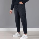 شلوار جین زنانه مدل مام فیت رنگ زغالی