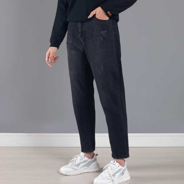 شلوار جین زنانه مدل مام فیت رنگ زغالی