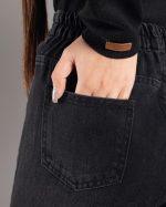 شلوار جین زنانه مدل مام فیت رنگ زغالی - Image 4