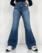 شلوار جین زنانه کشی مدل بوت کات سایز بزرگ