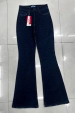 شلوار جین زنانه مدل بوت کات رنگ سرمه ای تا سایز بزرگ - Image 3