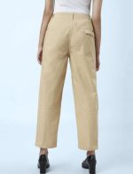 شلوار کتان زنانه مدل مام استایل رنگ کرم سایز بزرگ - Image 2