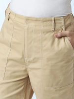 شلوار کتان زنانه مدل مام استایل رنگ کرم سایز بزرگ - Image 4