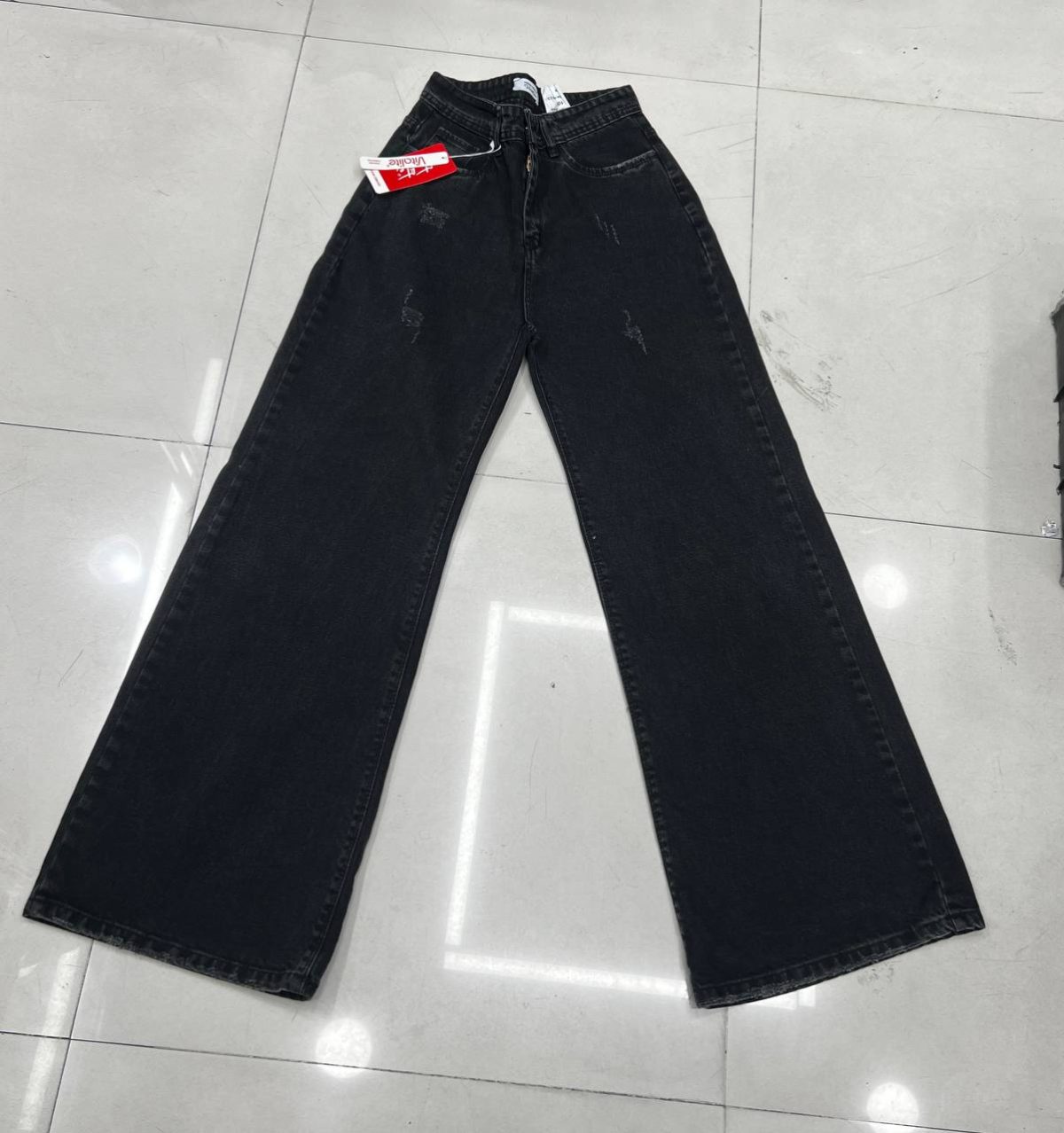 شلوار جین نیم بگ رنگ مشکی و رغالی و گازوییلی و آبی تیره - Image 3