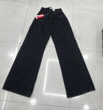 شلوار جین نیم بگ رنگ مشکی و رغالی و گازوییلی و آبی تیره - Image 3