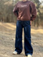 شلوار جین نیم بگ سرمه ای - Image 2