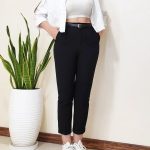 شلوار جین زنانه پارچه ای کرپ مدل مام فیت رنگ مشکی