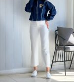 شلوار جین واید استریت زنانه کشی سفید و مشکی و زغالی