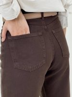 شلوار جین نیم بگ قهوه ای - Image 2