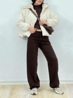 شلوار جین نیم بگ قهوه ای - Image 5