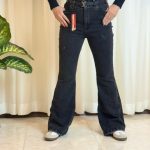 شلوار جین زنانه مدل بوت کات جین کشی رنگ زغالی و طوسی
