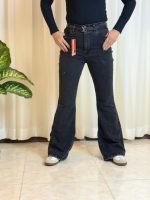 شلوار جین زنانه مدل بوت کات جین کشی رنگ زغالی و طوسی