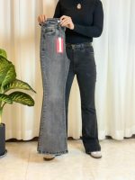 شلوار جین زنانه مدل بوت کات جین کشی رنگ زغالی و طوسی - Image 4