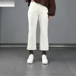 شلوار جین واید استریت زنانه کشی سفید و مشکی و زغالی