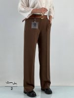 شلوار کرپ مازراتی دبل مدل واید رنگ سرمه ای قهوه ای و مشکی تا سایز بزرگ - Image 4