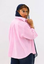 شومیز لینن اسلپ تک جیب  رنگ قهوه ای و سرمه ای و لیمویی و سفید و صورتی - Image 3