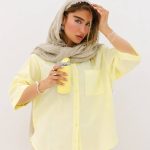 شومیز لینن اسلپ تک جیب  رنگ قهوه ای و سرمه ای و لیمویی و سفید و صورتی