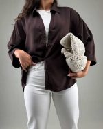شومیز سیلک رنگ قهوه ای و سرمه ای و صورتی و آبی روشن