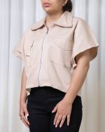 وست زنانه کتان رنگ مشکی و قهوه ای و کرم و خاکی - Image 2